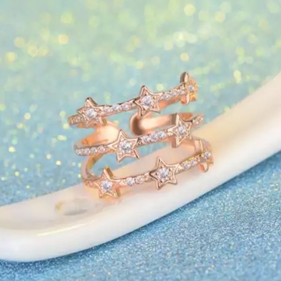 18K ROSE GOLD DIAMOND MULTI LAYER ADJUSTABLE RING - Picture 3 of 7